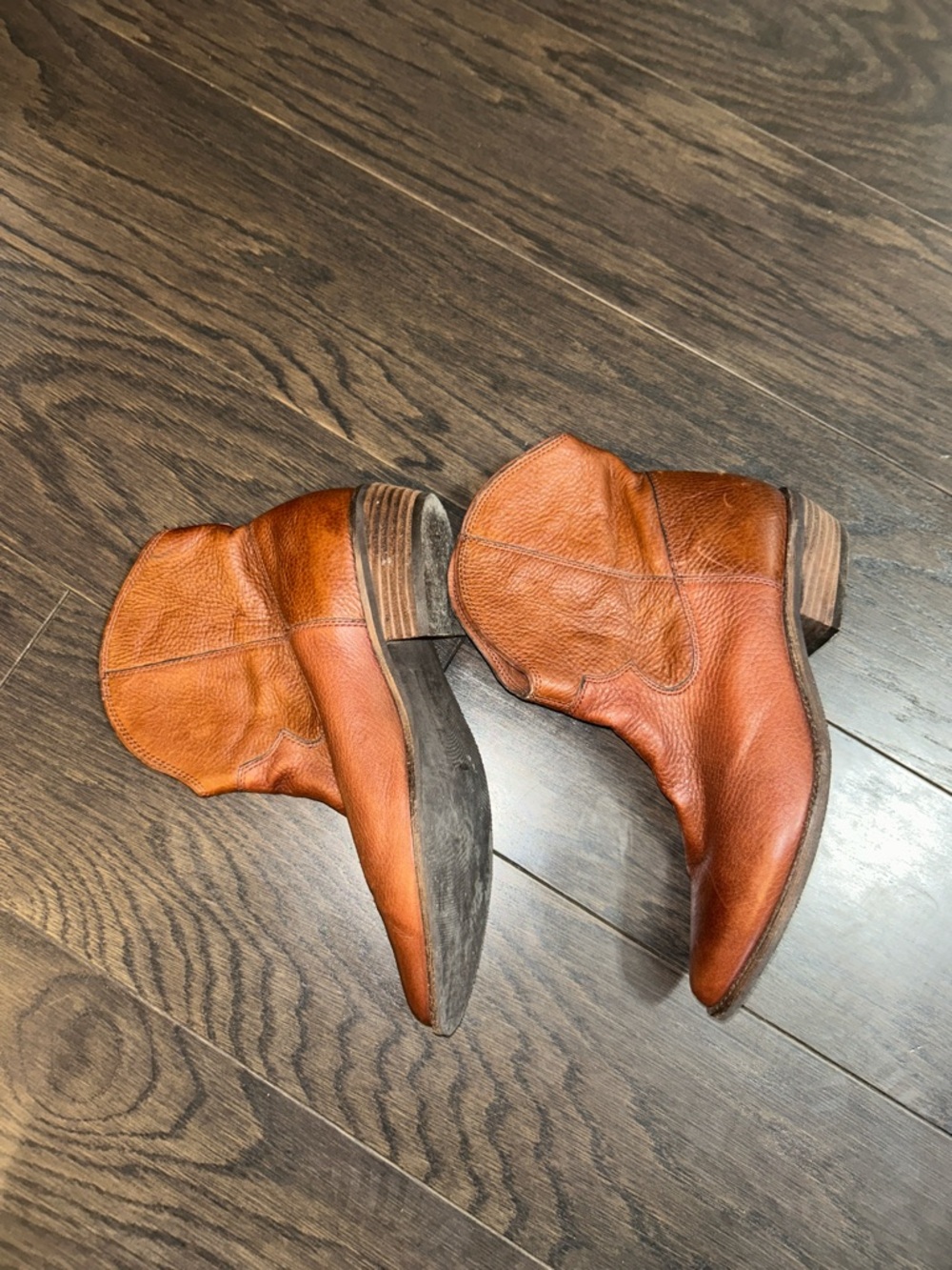 Womens Leather Short Boots in Warm Tan